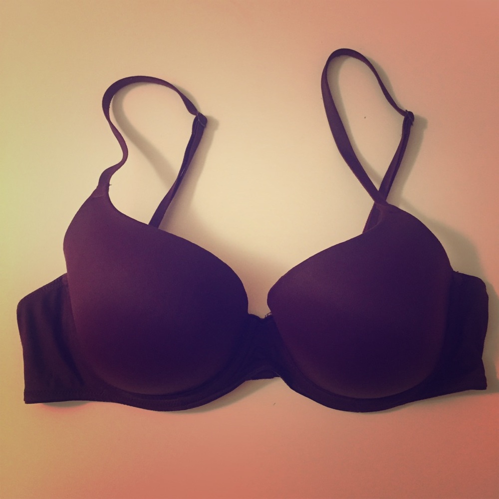Pink Lightly Lined Maroon Bra - 34C
